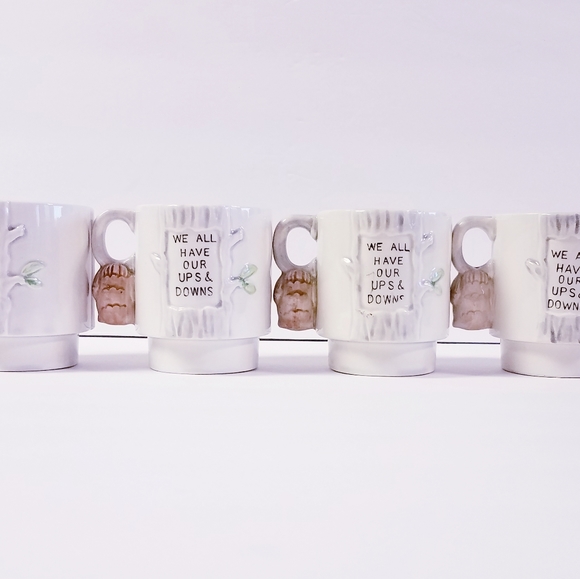 4 Enesco Owl Coffee Cup Emotional Support Stackable Family Dad Mom Son Sister - Picture 12 of 13